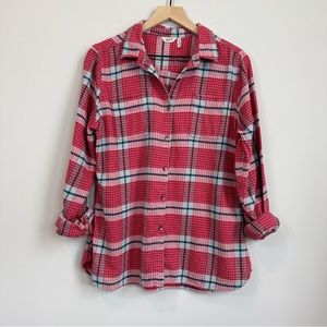 Woolrich Womens Plaid Flannel Button Down Shirt - Red/Blue - Size L
